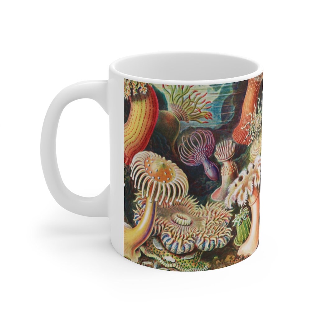 Vintage Botanical Mug, Sea Life, Cottagecore, Boho, Ceramic Mug 11oz