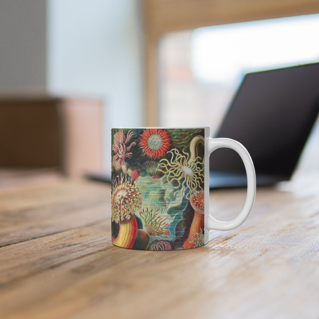 Vintage Botanical Mug, Sea Life, Cottagecore, Boho, Ceramic Mug 11oz
