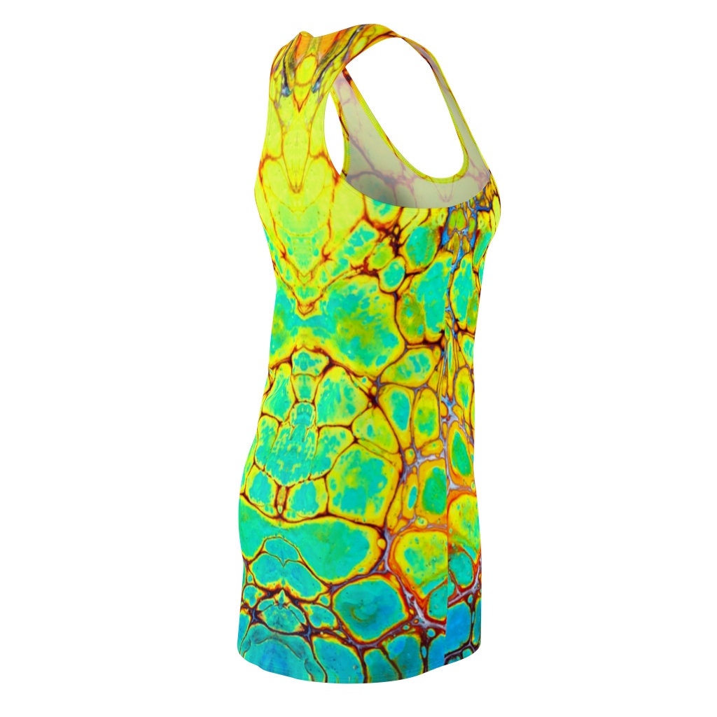 Cottagecore Dress, Boho, Hippy, Neon, Sundress, Women's Racerback Dress