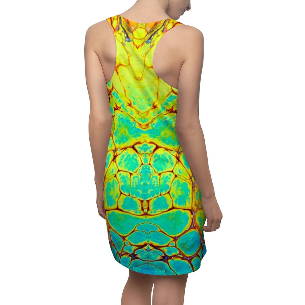 Cottagecore Dress, Boho, Hippy, Neon, Sundress, Women's Racerback Dress