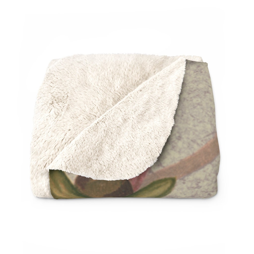 Cottagecore Blanket, Magnolia, Botanical, Boho, Sherpa Fleece Blanket