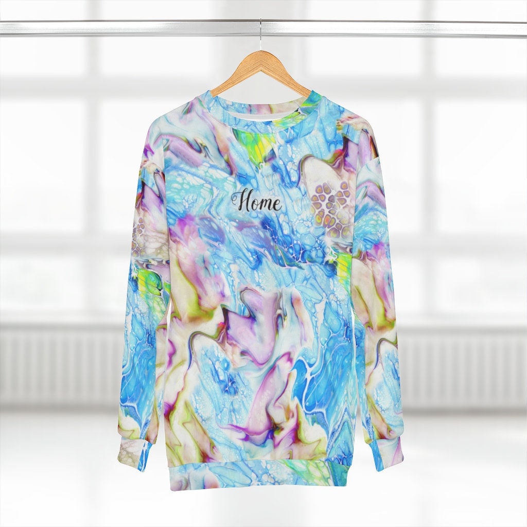 Boho Sweatshirt, Cottagecore, Home, Tie-Dye Look, AOP Unisex Sweatshirt