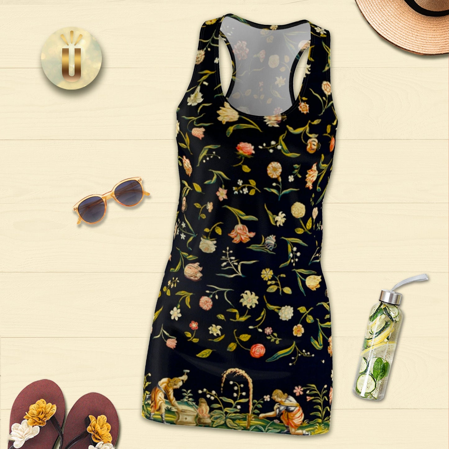 Women's Sundress, Cottagecore, Vintage, Tapestry, Racerback Dress