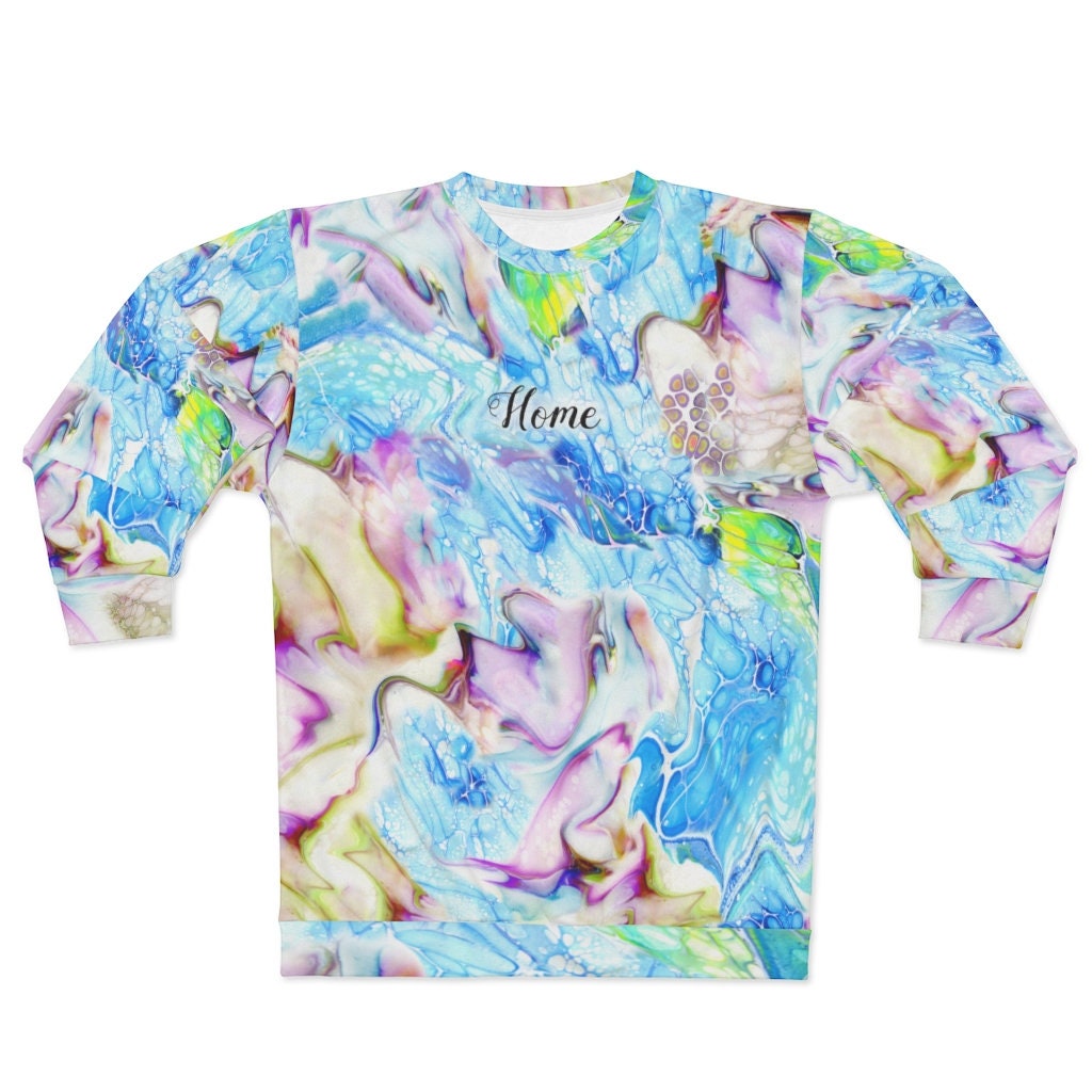 Boho Sweatshirt, Cottagecore, Home, Tie-Dye Look, AOP Unisex Sweatshirt
