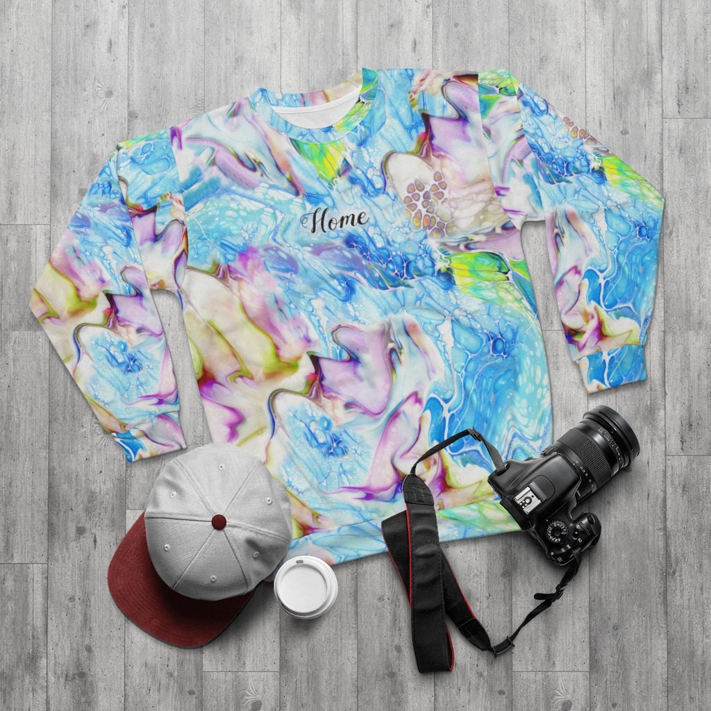 Boho Sweatshirt, Cottagecore, Home, Tie-Dye Look, AOP Unisex Sweatshirt