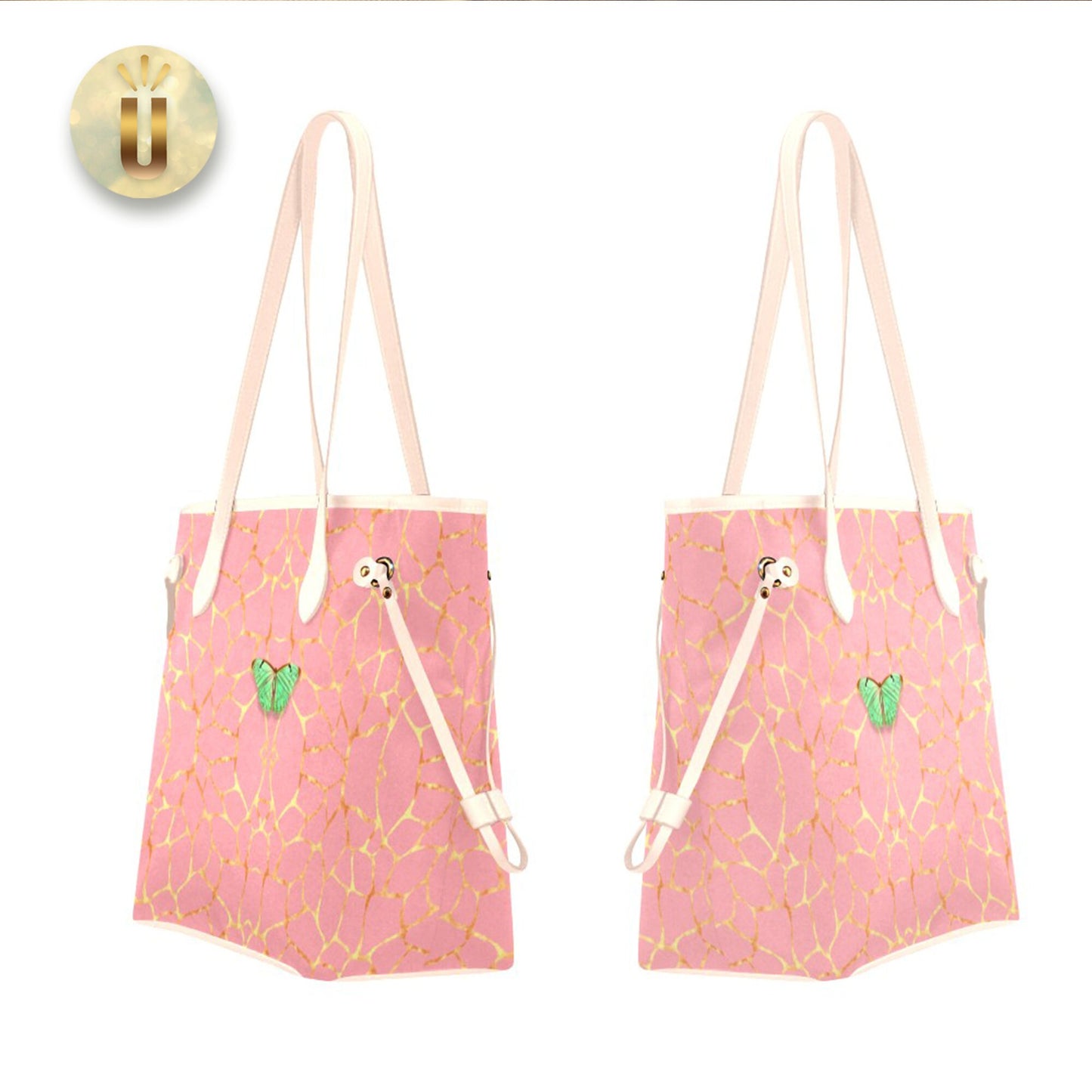 Pink & Gold Waterproof Cottagecore Butterfly Tote