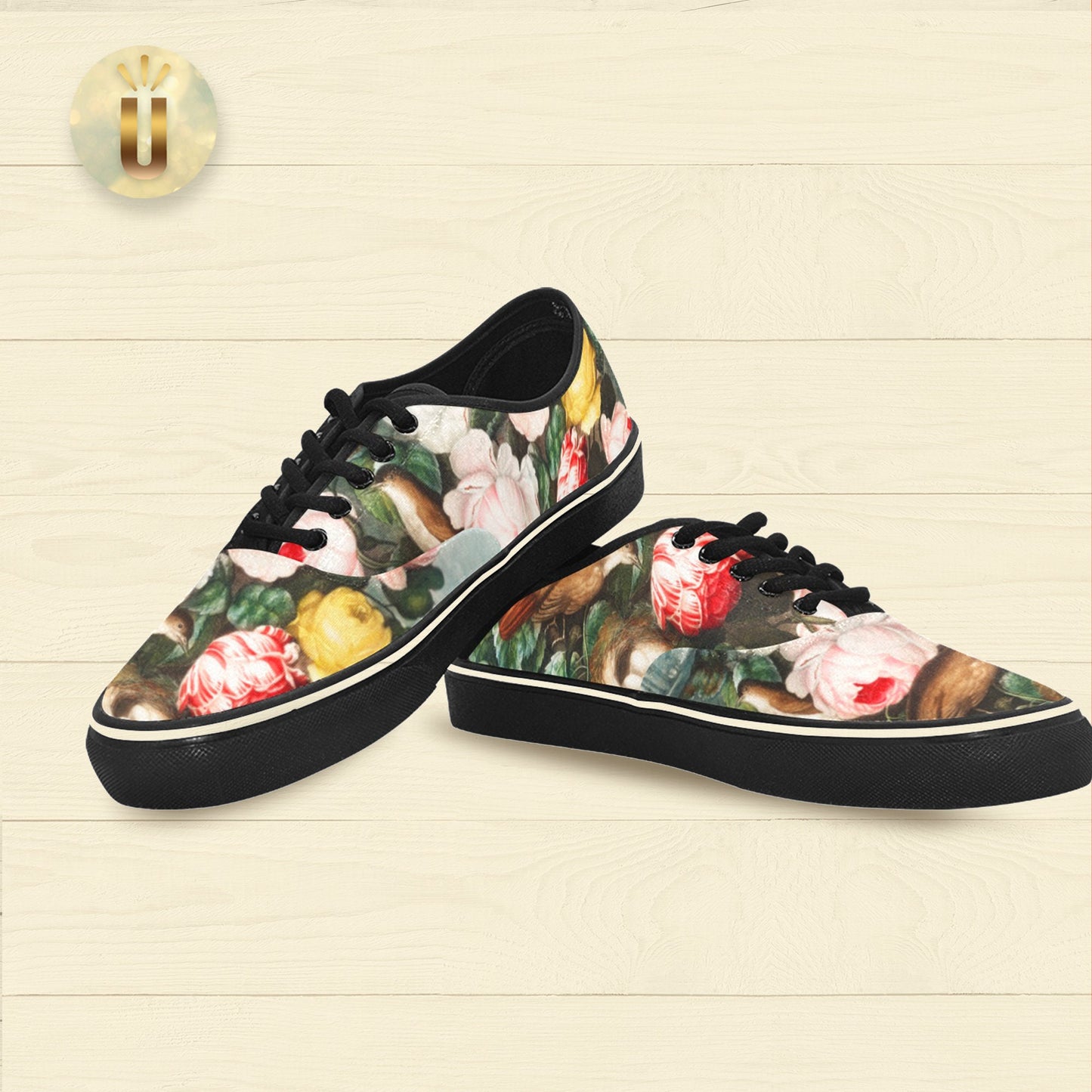 Men's Rose Temple Classic Low Top Canvas Lace-Up Shoes