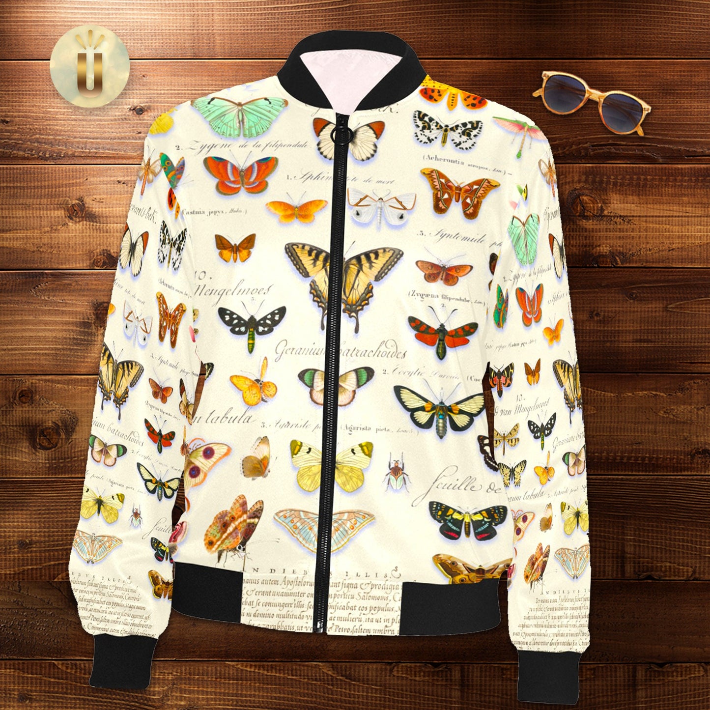 Women's Butterfly Bomber Jacket, Cottagecore, Botanicals, Gift for Her, AOP Jacket