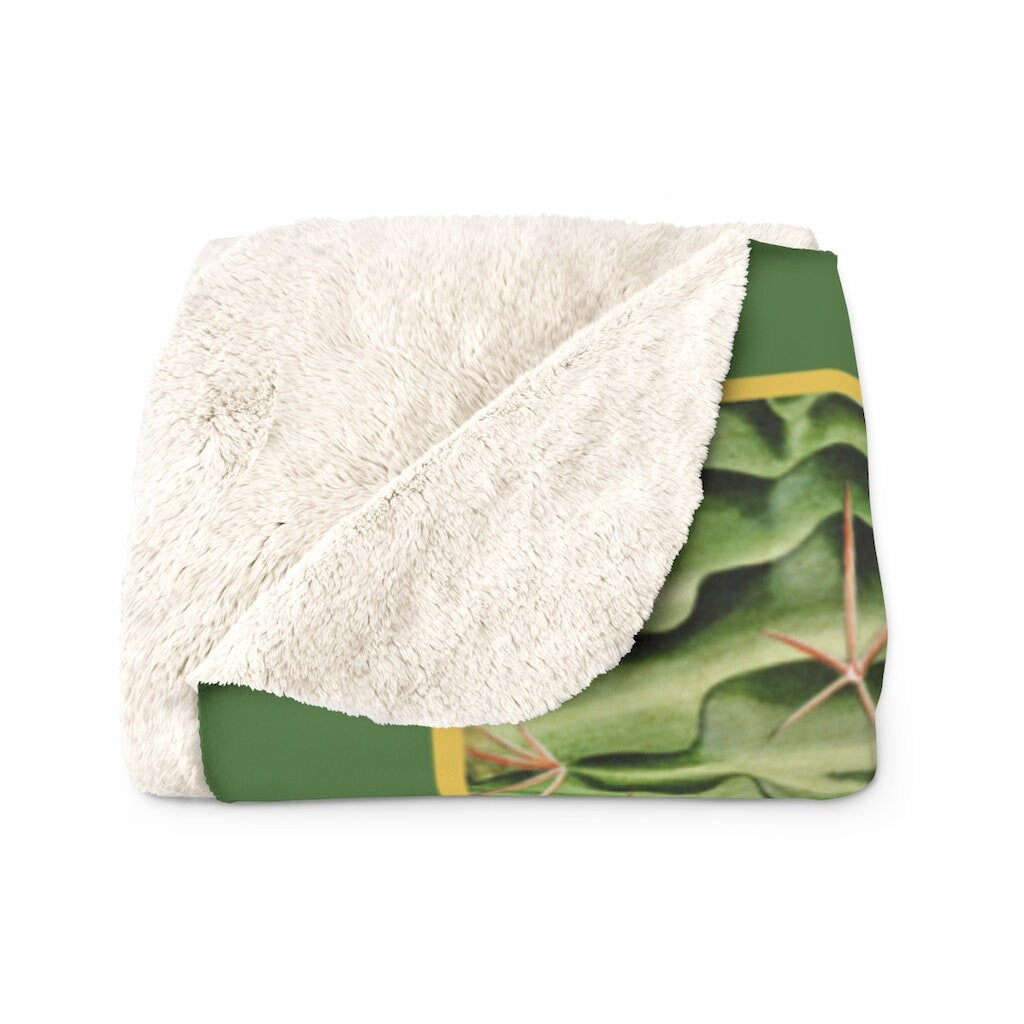 Succulent Blanket, Cottagecore, Boho, Botanical, Sherpa Fleece Blanket