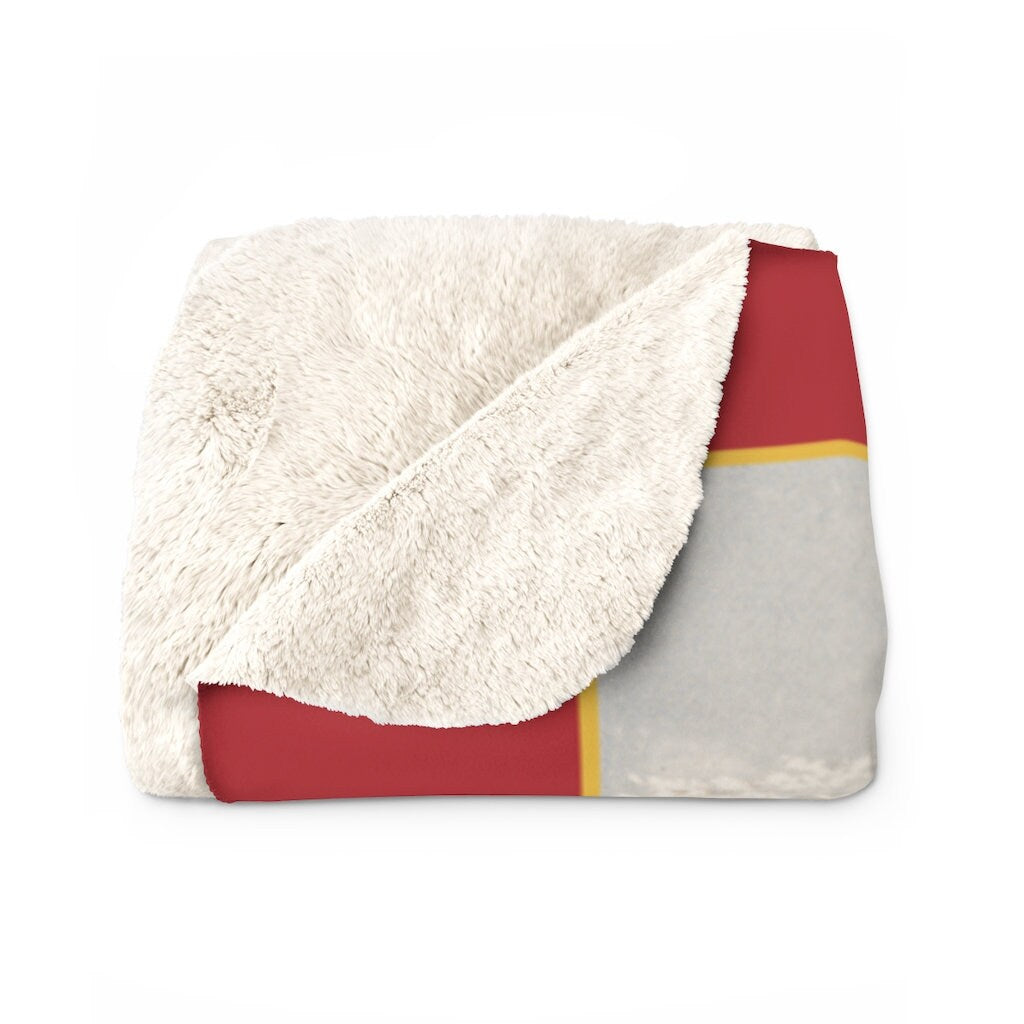 Cottagecore Blanket, Botanicals, Red Birds, Sherpa Fleece Blanket