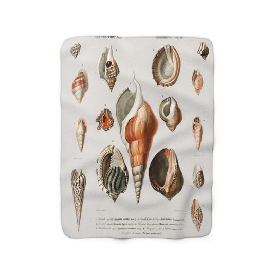 Cottagecore Blanket, Seashells, Boho Style, Sherpa Fleece Blanket
