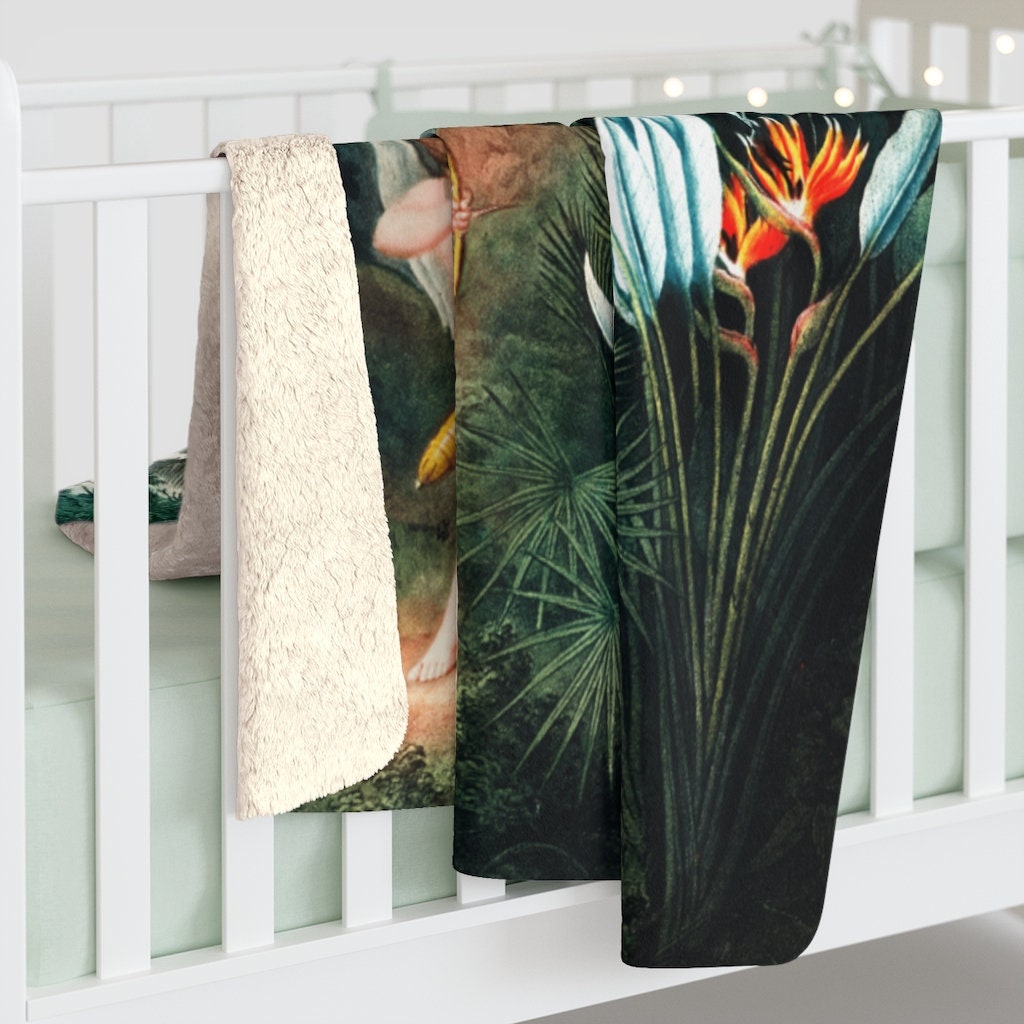 Cottagecore Blanket, Cupid Inspiring Plants, Boho, Sherpa Fleece Blanket