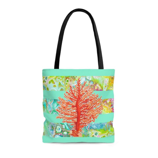 Coral & Teal Cottagecore, Boho Style, Nautical Tote Bag