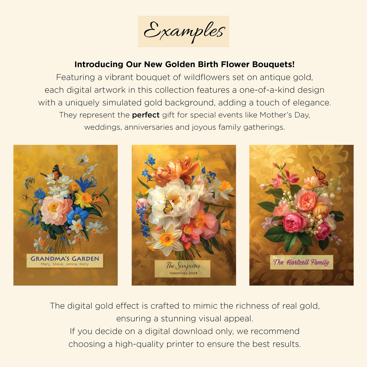 Personalized Family Birth Flower Bouquet, Custom Birth Month Flower Art, Gift for Mom, Mother’s Day Gift, Custom Gift, Home Decor Gift