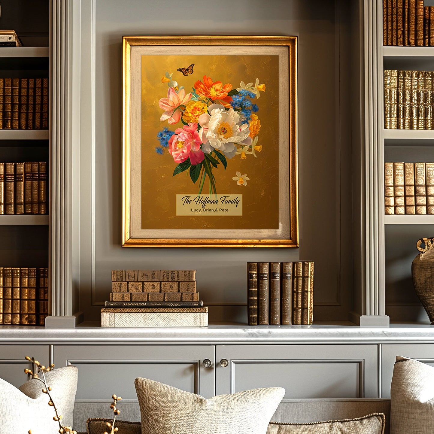 Personalized Family Birth Flower Bouquet, Custom Birth Month Flower Art, Gift for Mom, Mother’s Day Gift, Custom Gift, Home Decor Gift