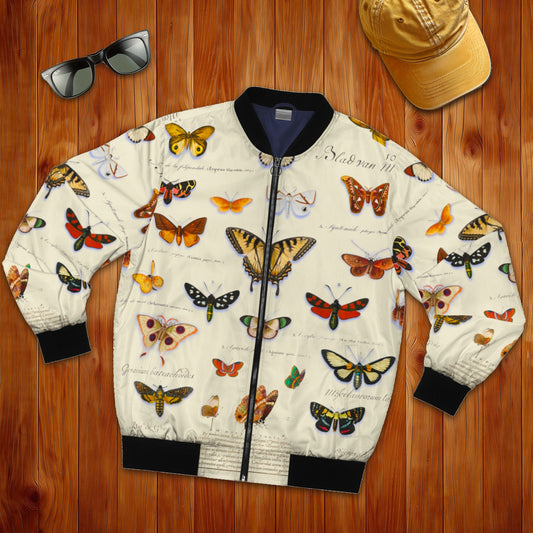 Men's Butterfly Bomber Jacket, Cottagecore, Botanicals, Butterflies, Boho,