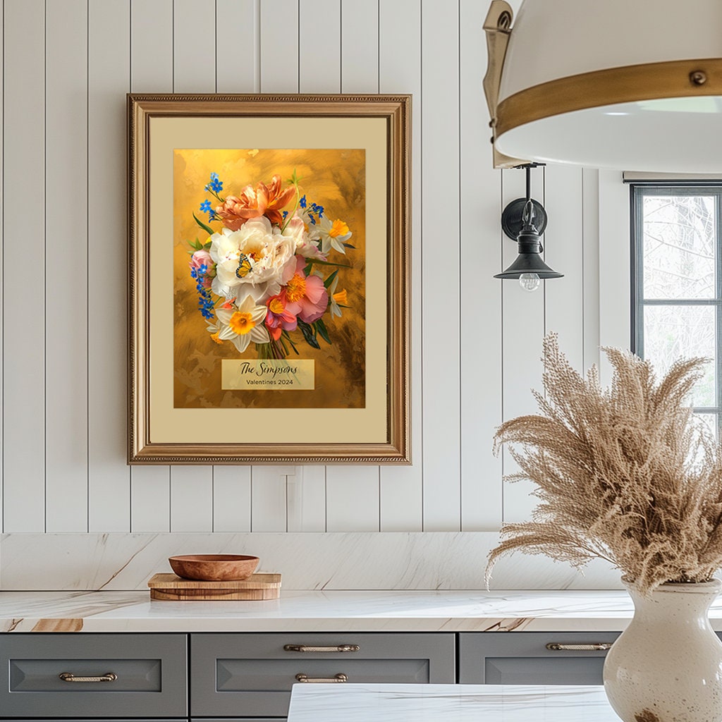 Personalized Family Birth Flower Bouquet, Custom Birth Month Flower Art, Gift for Mom, Mother’s Day Gift, Custom Gift, Home Decor Gift