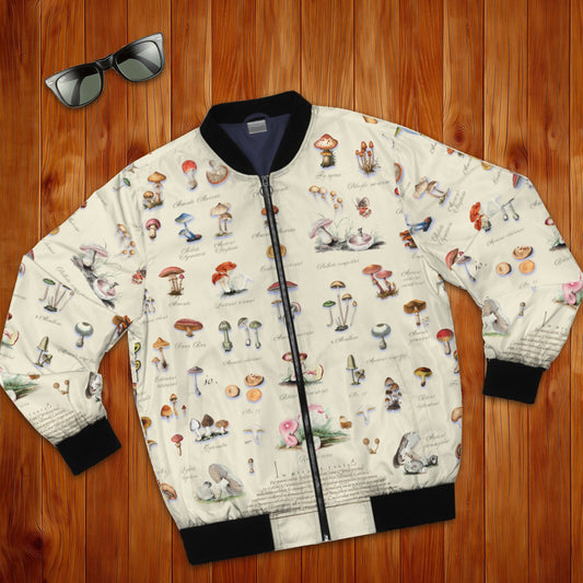 Men's Mushroom Botanical Bomber, Cottagecore, Gift for Him, Boho, Bomber Jacket