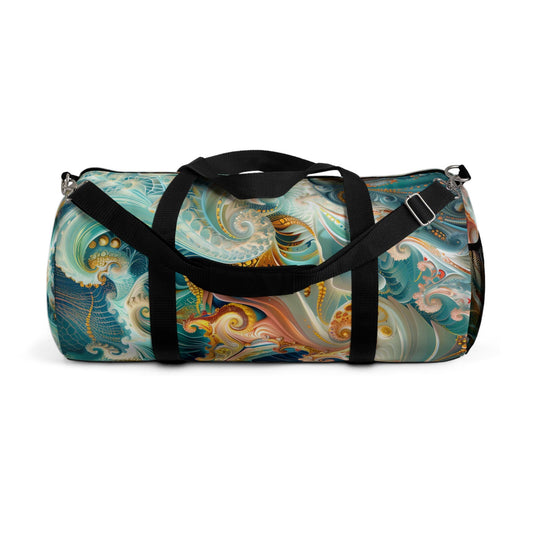 Fractal Duffel Bag, Teal Green and Vibrant Colors, Gym Bag, Travel Bag, Weekend Bag, Overnight Bag
