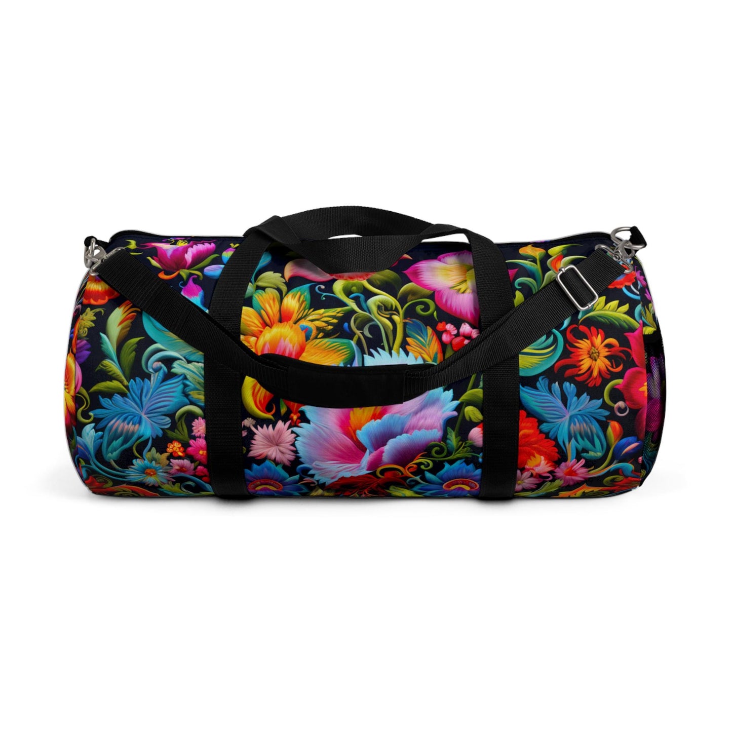 Vyshyvanka style Duffel Bag - Ukrainian Floral Design, Embroidered-look, Travel Gym Weekend, Gift for Her, Ethnic Folk Art Tote,