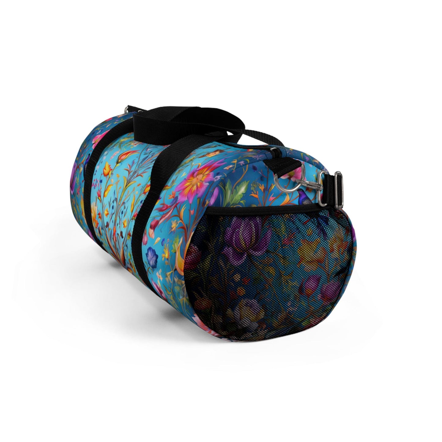 Mughal Ornate Art Duffel Bag, Geometric Design, Blue Background, Travel Tote, Weekender Bag, Gym Bag, Fashion Handbag, Overnight Bag