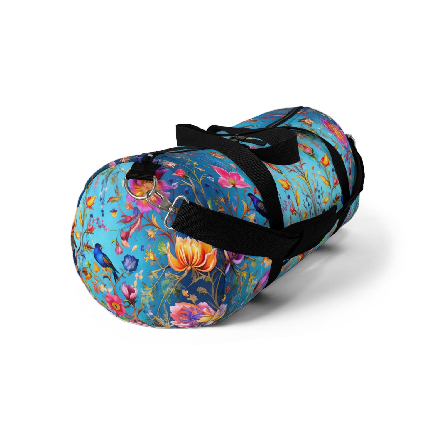 Mughal Ornate Art Duffel Bag, Geometric Design, Blue Background, Travel Tote, Weekender Bag, Gym Bag, Fashion Handbag, Overnight Bag