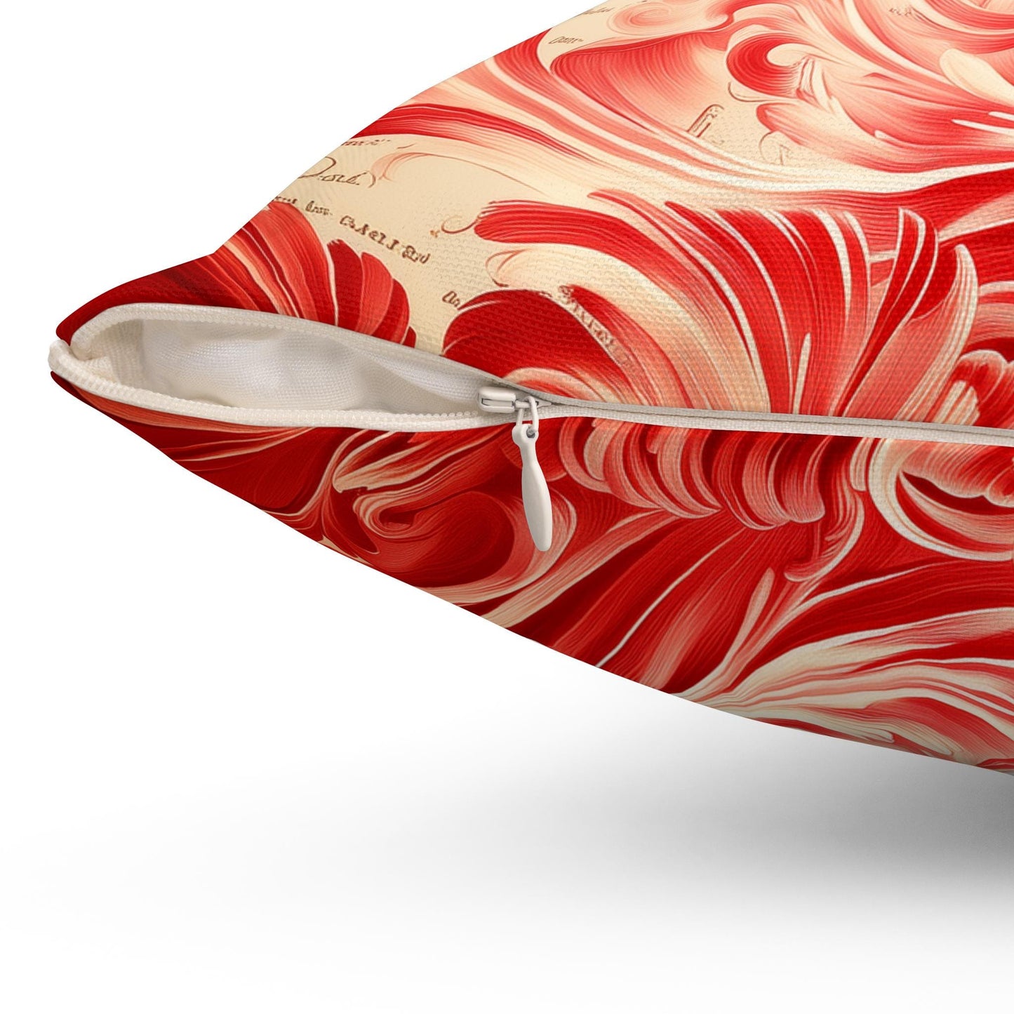 Red Engraved 3D Swirls Spun Polyester Square Pillow, Decorative Throw Cushion, Home Decor Accent, Unique Gift,  Engraved