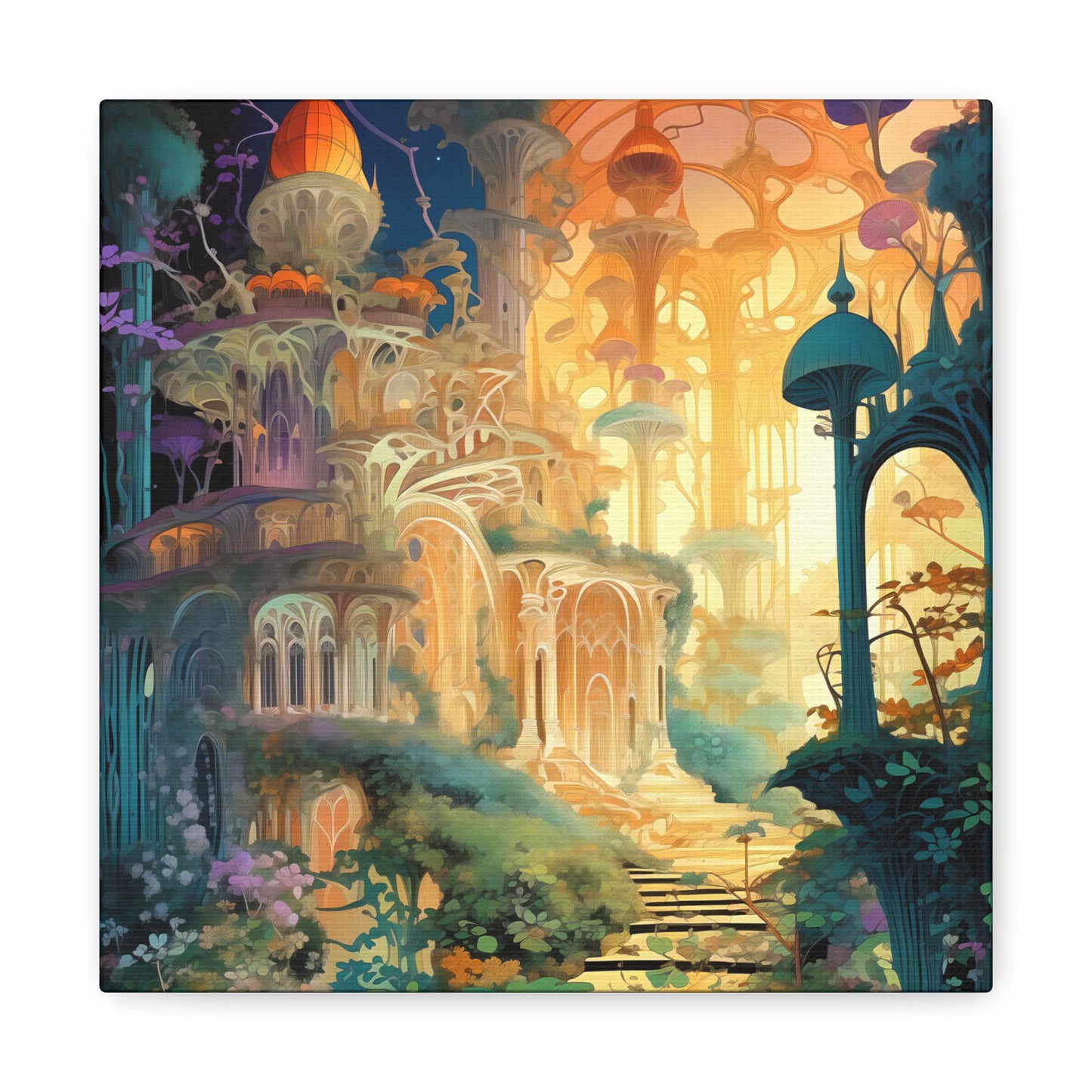 Canvas Print, Whimsical Castle Portal Fantasy Art Wall Decor, Matte Stretched Artwork, Pretty & Curious Design, Magical Home Decoration,