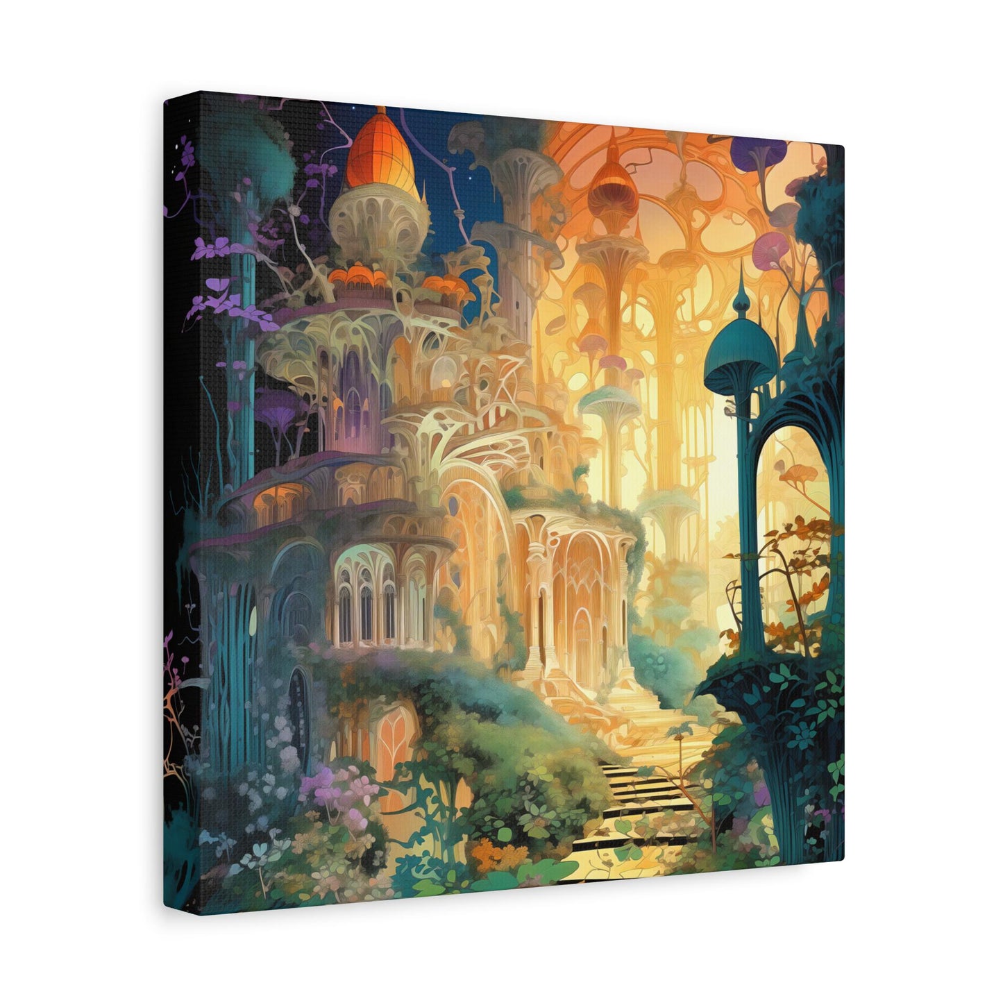 Canvas Print, Whimsical Castle Portal Fantasy Art Wall Decor, Matte Stretched Artwork, Pretty & Curious Design, Magical Home Decoration,