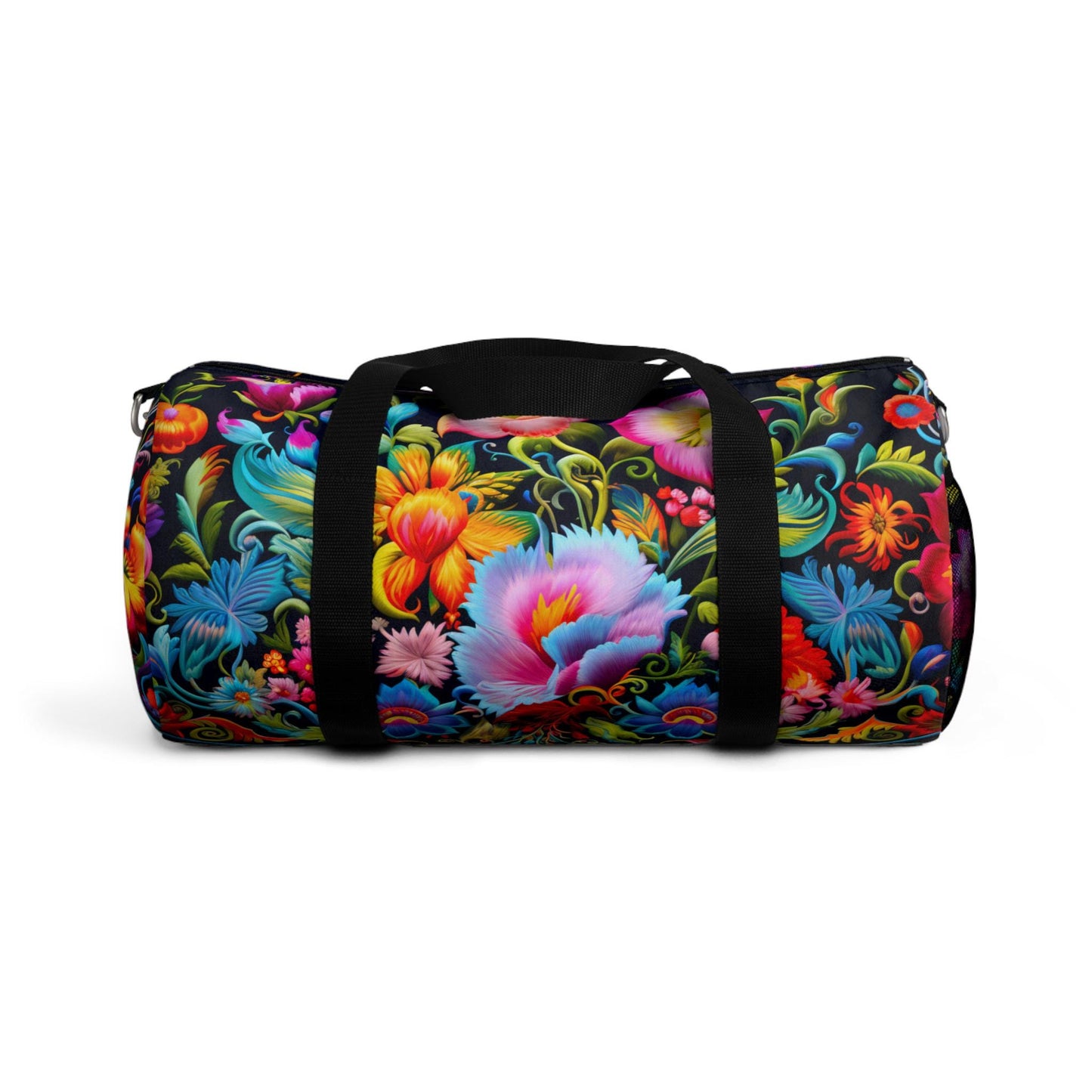 Vyshyvanka style Duffel Bag - Ukrainian Floral Design, Embroidered-look, Travel Gym Weekend, Gift for Her, Ethnic Folk Art Tote,