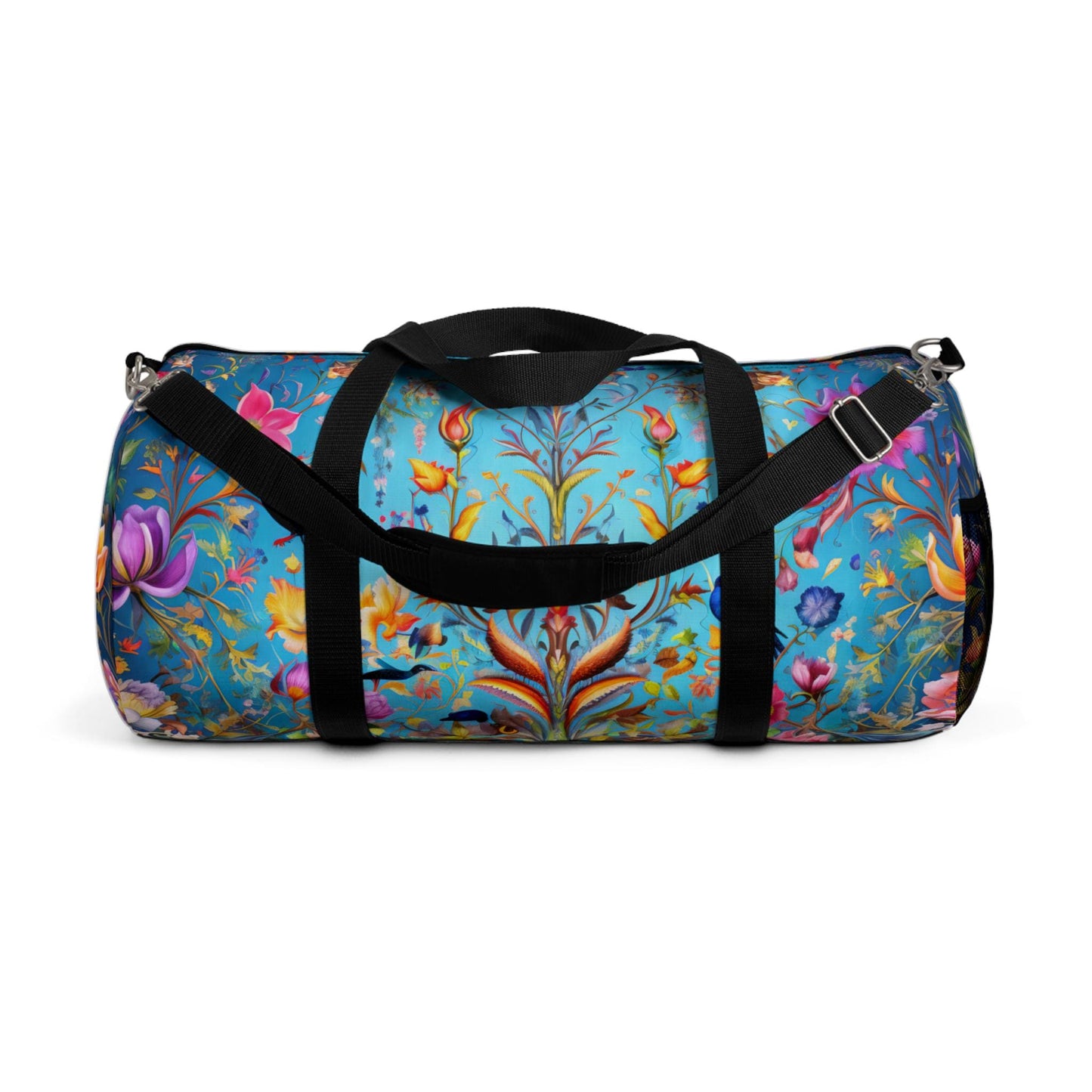 Mughal Ornate Art Duffel Bag, Geometric Design, Blue Background, Travel Tote, Weekender Bag, Gym Bag, Fashion Handbag, Overnight Bag