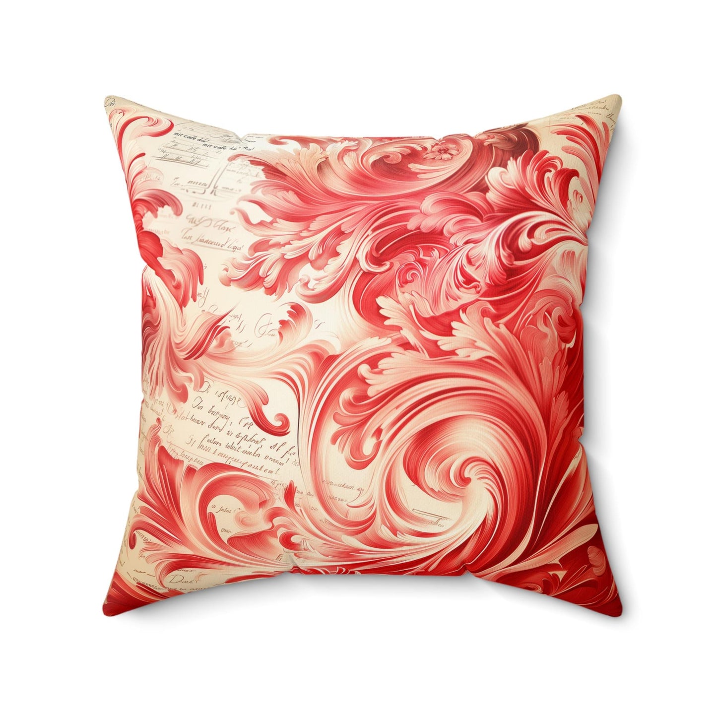 Red Engraved 3D Swirls Spun Polyester Square Pillow, Decorative Throw Cushion, Home Decor Accent, Unique Gift,  Engraved