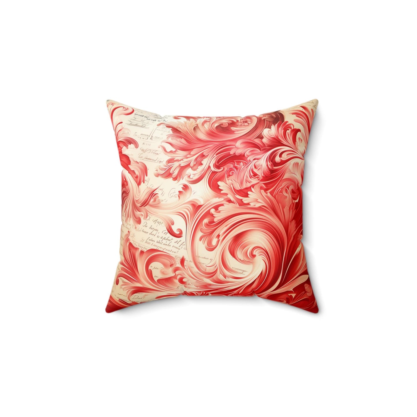 Red Engraved 3D Swirls Spun Polyester Square Pillow, Decorative Throw Cushion, Home Decor Accent, Unique Gift,  Engraved