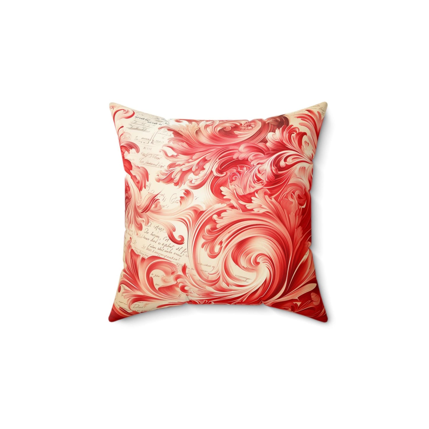 Red Engraved 3D Swirls Spun Polyester Square Pillow, Decorative Throw Cushion, Home Decor Accent, Unique Gift,  Engraved