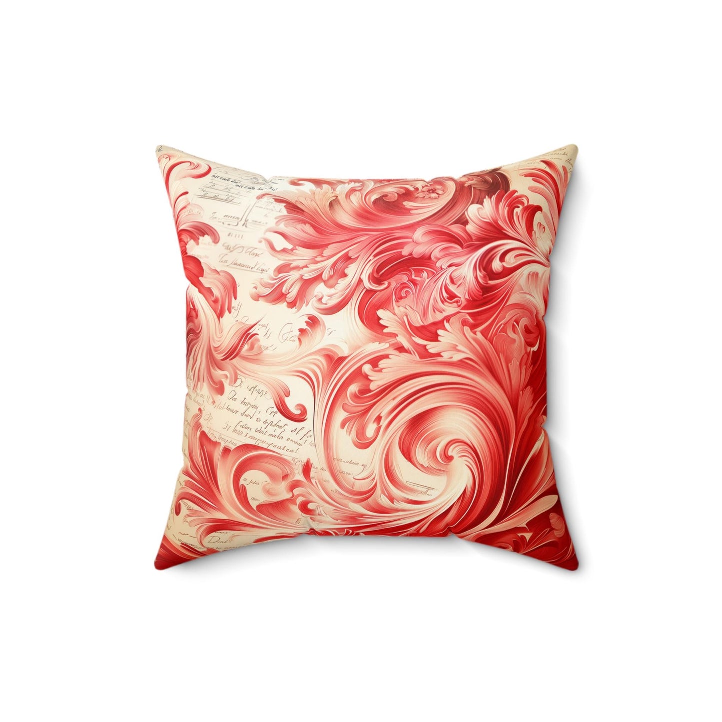 Red Engraved 3D Swirls Spun Polyester Square Pillow, Decorative Throw Cushion, Home Decor Accent, Unique Gift,  Engraved