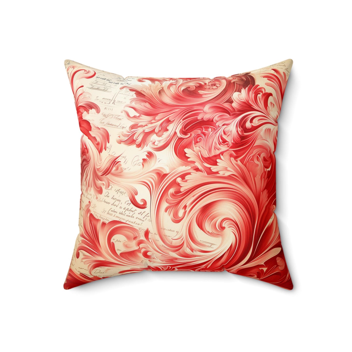 Red Engraved 3D Swirls Spun Polyester Square Pillow, Decorative Throw Cushion, Home Decor Accent, Unique Gift,  Engraved