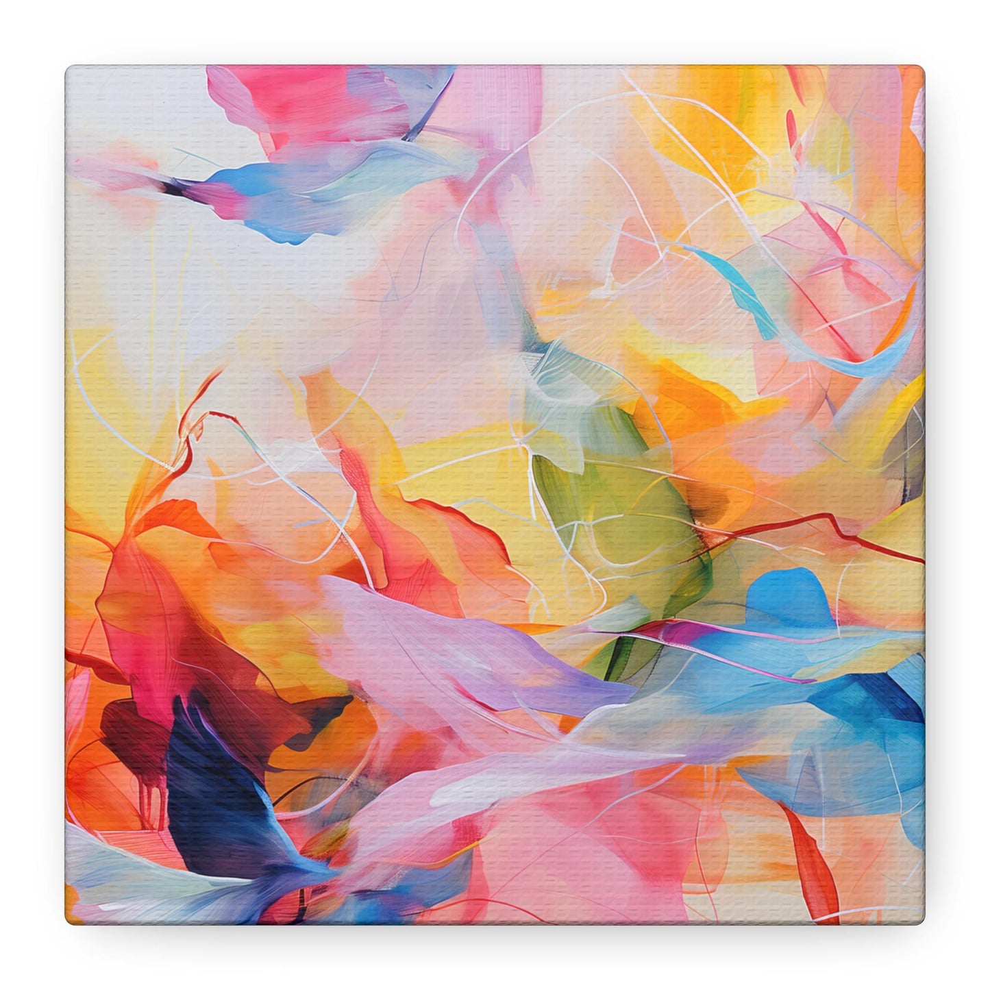 Canvas Wall Art, Abstract Painting, Bright Pastel Brush Strokes, Birds in Flight, Cheery Home Decor, Matte Print, Stretched Artwork,