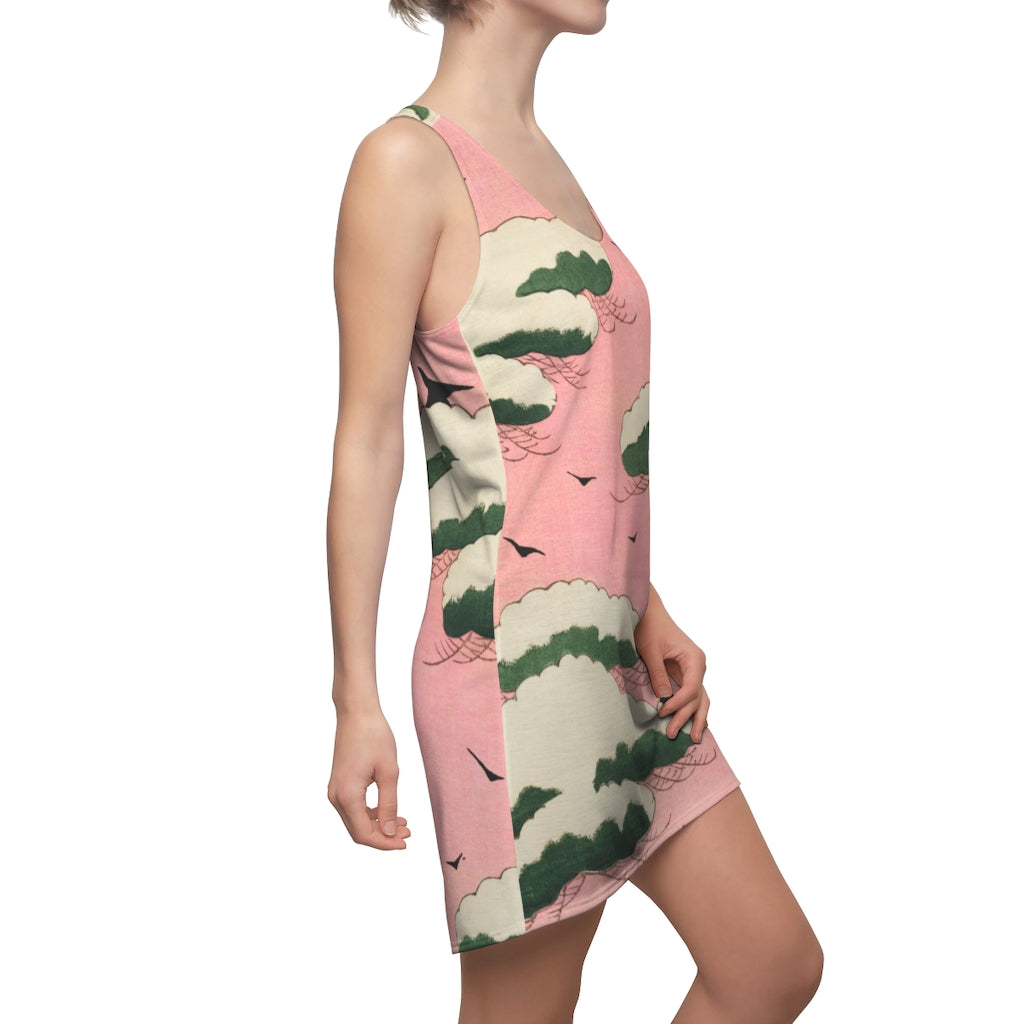 Pink Sky Woodcut Racerback Dress