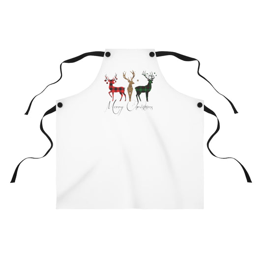 Merry Christmas Plaid Reindeer Apron