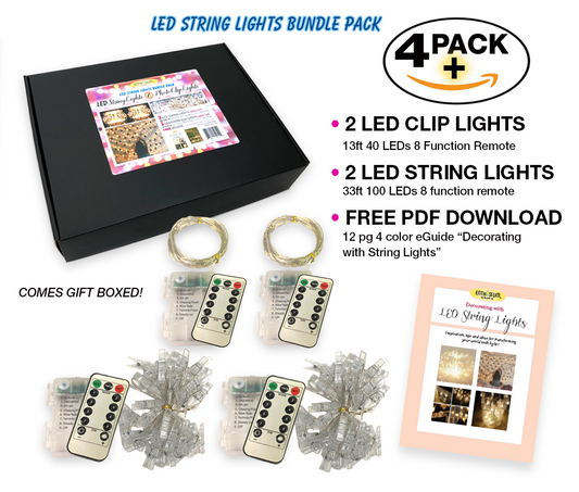 2 LED Photo Clip Lights & 2 LED String Lights warm white, 33ft