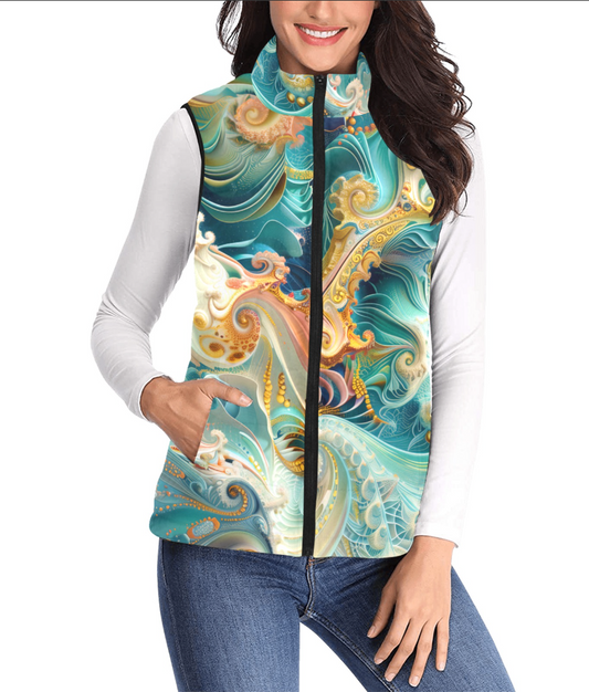Turquoise Fractal Padded Vest