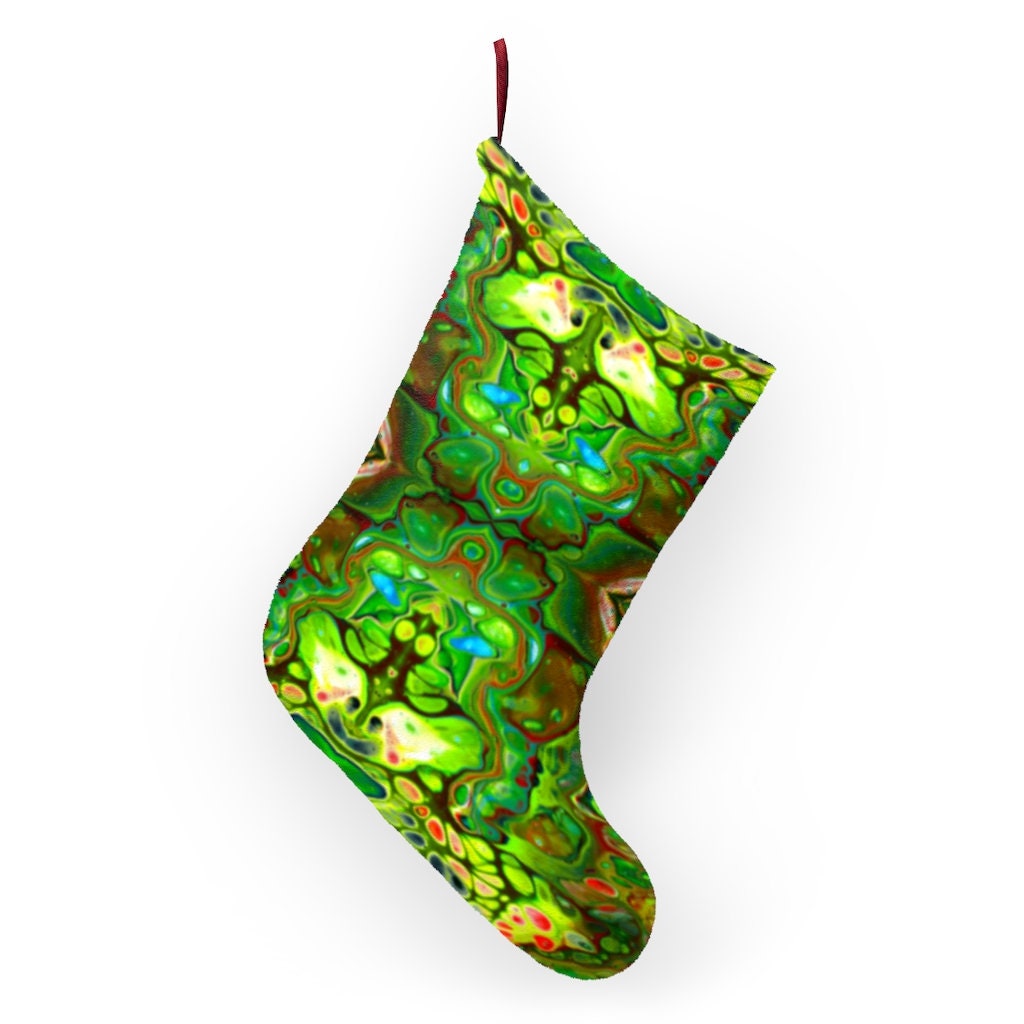 Cool Christmas Stockings, "Green Psycho" Christmas 2020, Art Sox