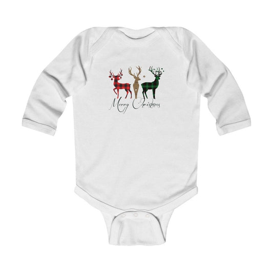 Plaid Reindeer Infant Long Sleeve Bodysuit