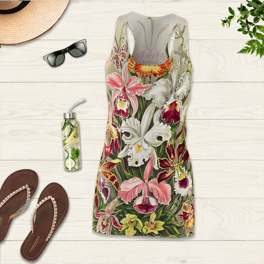 Women's Racerback, sundress, Botanical, Orchids,