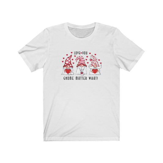 Valentine Shirt, Gnome Love, gift for her, Unisex Jersey Short Sleeve Tee