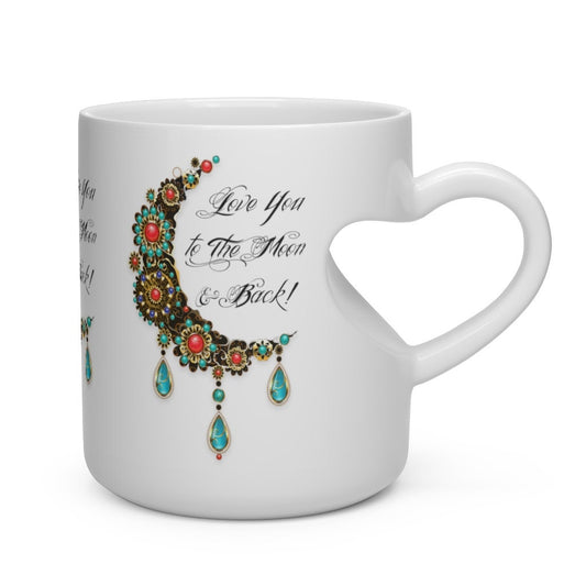 Valentine Mug, Love You to the Moon, Gift for him, Heart Shape Mug