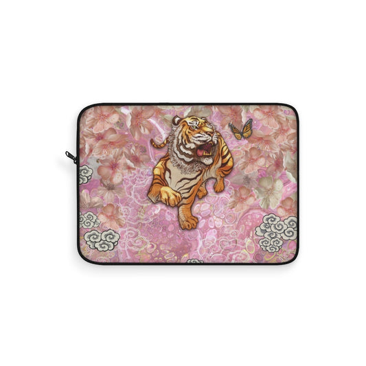 Cottagecore Laptop Sleeve, Tiger, Butterfly, Pink Laptop Sleeve