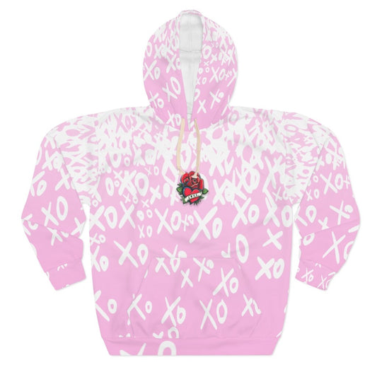 Valentine Hoodie, Cottagecore, Love Tattoo, Pink, XOXO, AOP Unisex Pullover Hoodie