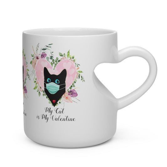 Valentine Mug, My Cat is my Valentine, Cat Lover, Heart Shape Mug