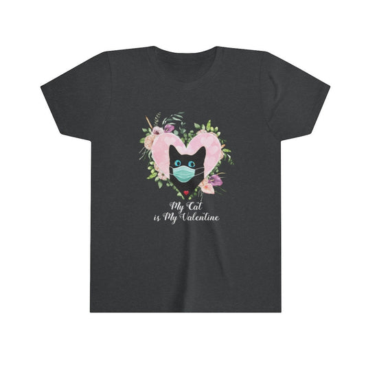 Valentine Shirt for Kids, My Cat is my Valentine, Cat Lover, Youth Short Sleeve Tee